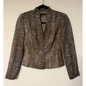 Carmen Marc Valvo Women's 4 Metallic Textured Blazer Executive Chic Quiet Luxury